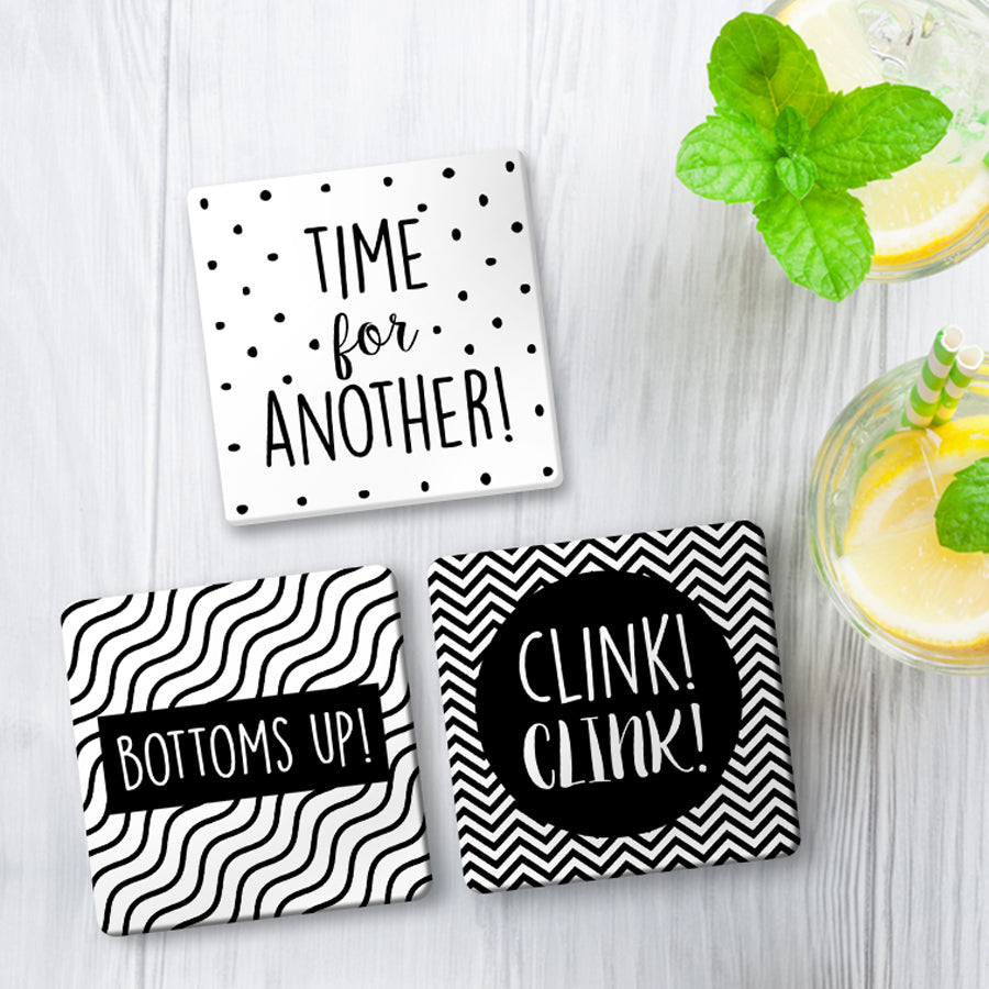 Time, Bottom, Clink Coasters - The Style Salad