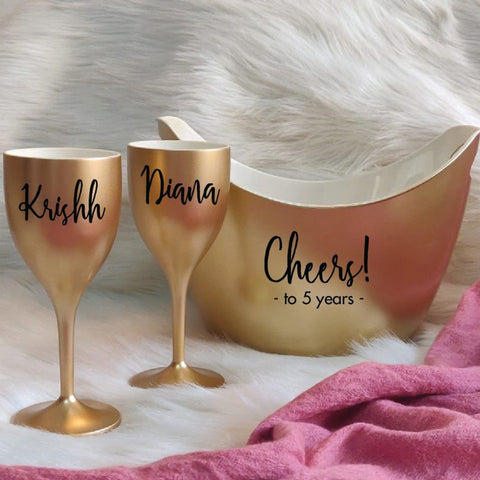 Customized Wine Glass for Christmas, Bucket Gift Set