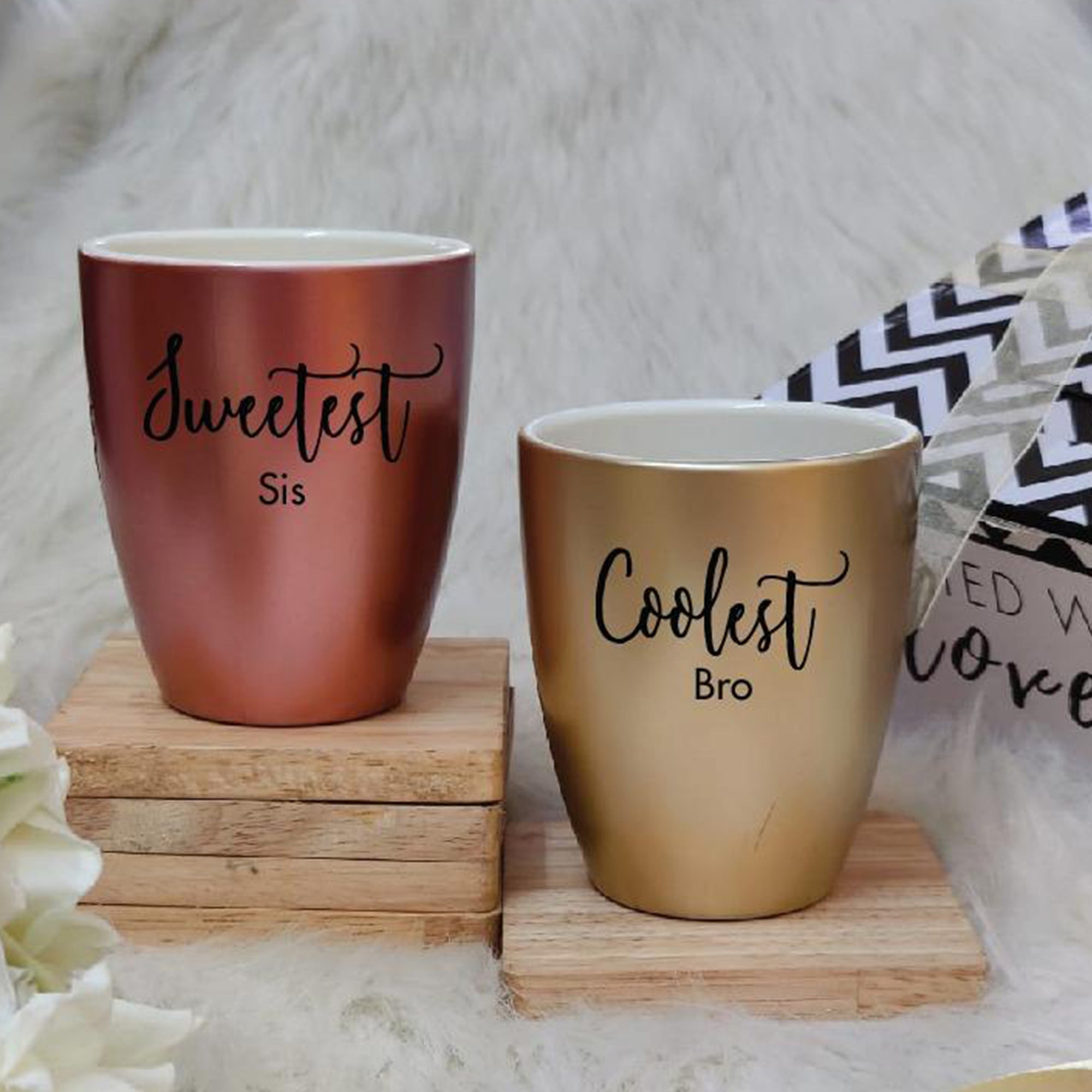 Sweetest Sis / Coolest Bro Mugs