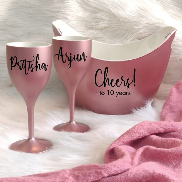 Wine Glass + Chilling Bucket Gift Set - Customised - The Style Salad