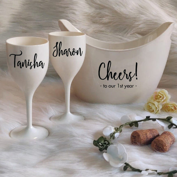 Wine Glass + Chilling Bucket Gift Set - Customised - The Style Salad